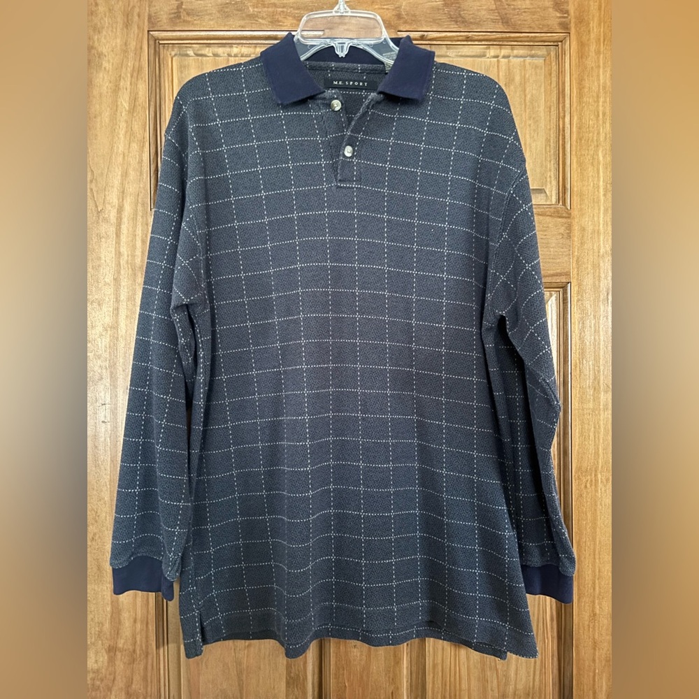 Navy Grid Polo Shirt